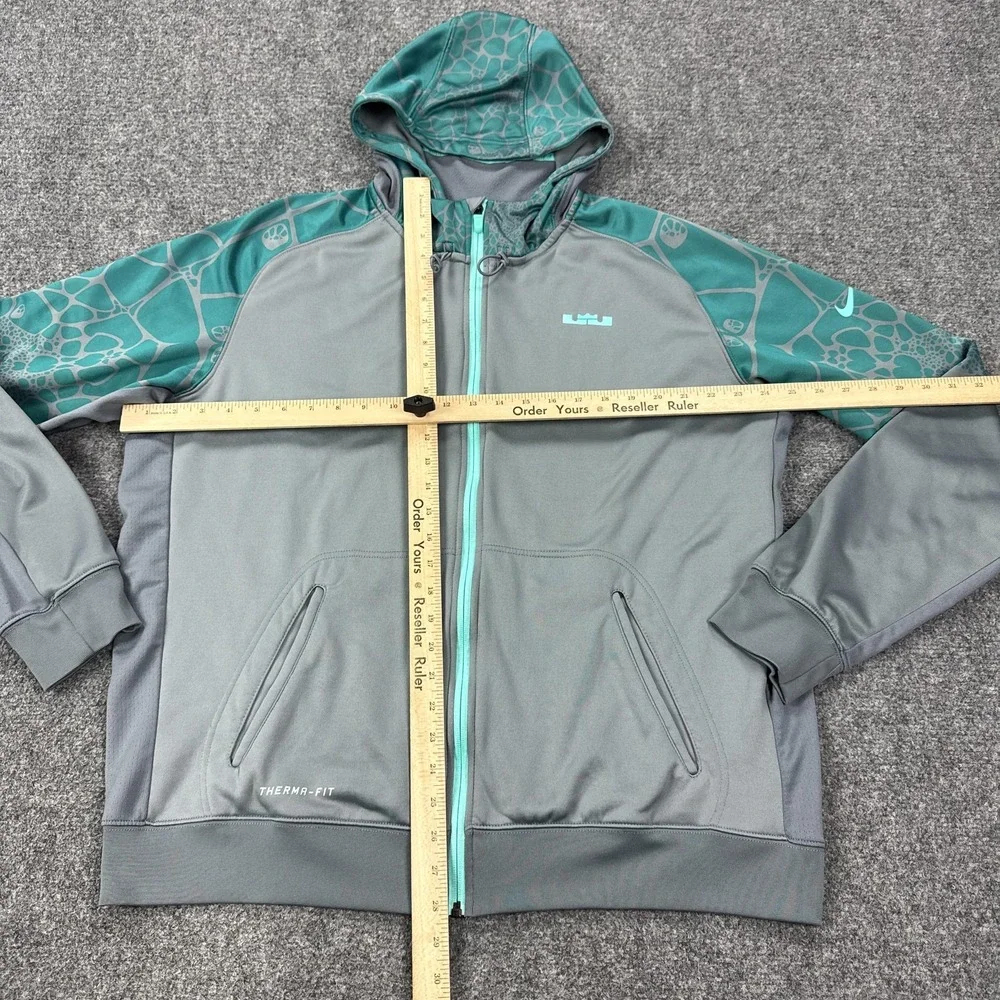 Nike Lebron Hero Premium Hoodie Mens XL Gray Zip Fleece Sweatshirt Therma-FIT‎